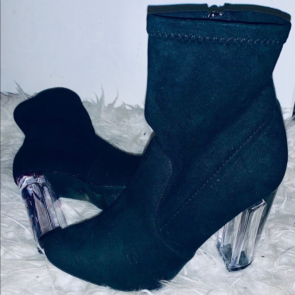 Brand New Black Lucite Heeled Boots😍